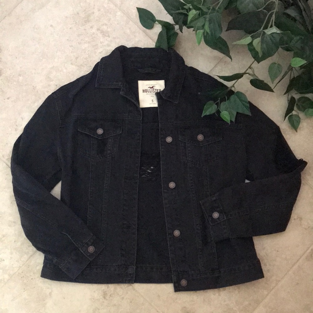 Black Distressed Denim Jacket NWOT - Picture 2 of 8